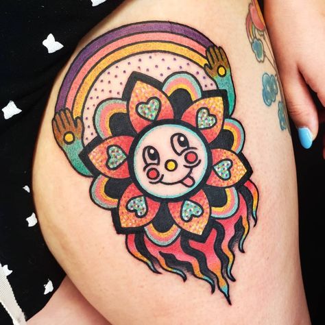 Psychadelic Tattoo, Phycadelic Tattoo, Clown Tattoos, Trippy Tattoo, Fun Tattoo, Colorful Tattoo, Hippie Tattoo, Ink Therapy, Colorful Tattoos