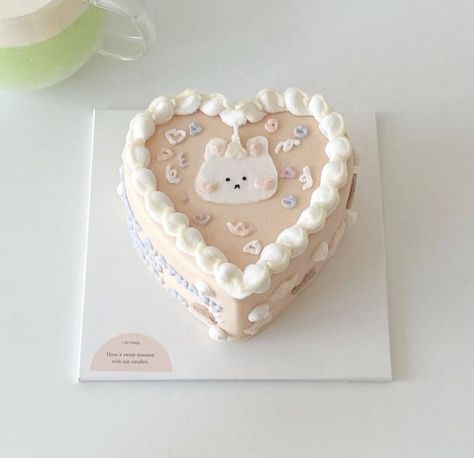 Bunny Cake Aesthetic, Korean Cake Ideas, Aesthetic Cake, Floral Cake Topper, Cake Cafe, Tiny Cakes, Pastel Cakes, Korean Cake, Simple Cake Designs