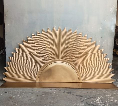 Sun Headboard, Hand Carved Headboard, Brass Headboard, Bohemian Headboard, Carved Beds, Sun Bed, Half Sun, Carved Headboard, Bed Headboards