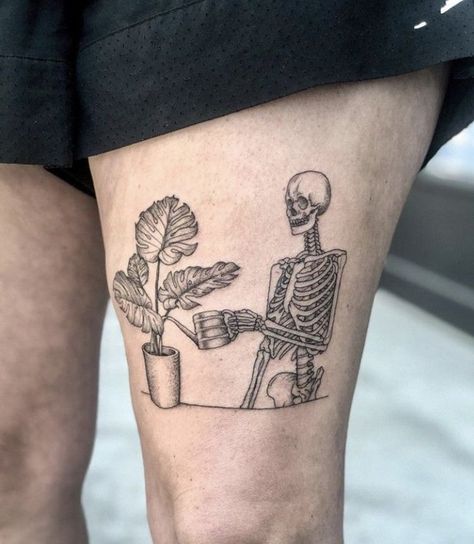 Eclectic Tattoos, Masculine Tattoos, Skeleton Tattoo, Sick Tattoo, Skeleton Tattoos, Spooky Tattoos, Greek Tattoos, 1 Tattoo, Time Tattoos