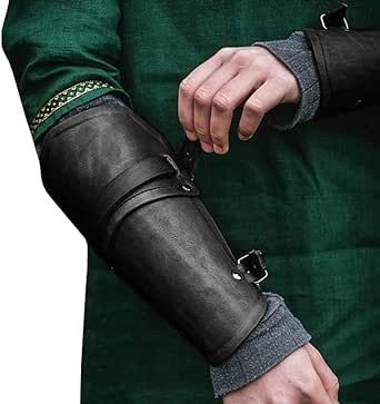 Syktkmx Gauntlet Wristband Medieval Vambrace Arm Cuff Armor Buckled Punk Gothic Faux Leather Costume Bracer Medieval Gauntlet, Male Clothing Reference, Armour Cosplay, Victorian Corsets, Leather Gauntlet, Ren Faire Outfits, Locked Tomb, Book Costumes, Leather Bracers