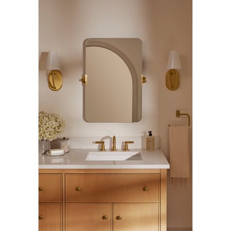 Mcgee Bathroom Vanity, Studio Mcgee Bathroom, Mcgee Bathroom, Kitchen Faucets Pull Down, Vanity Storage, Studio Mcgee, Tub Faucet, Rectangular Mirror, Bathroom Vanity Mirror