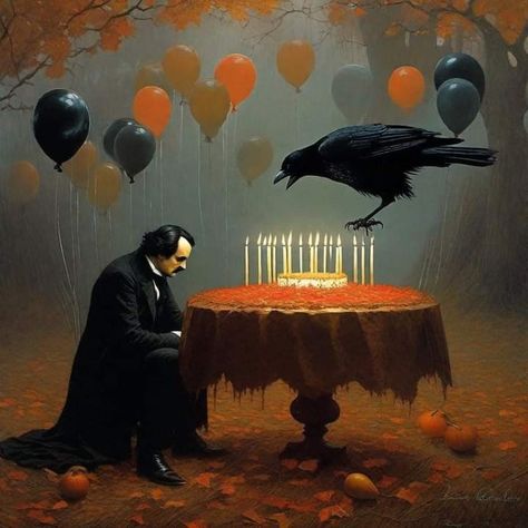 Edgar Allan Poe Art, Birthday Meme, Happy B Day, Happy Birthday Greetings, Birthday Greetings, Birthday Wishes, Birthday Celebration, Birthday Cards, Happy Birthday