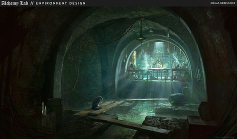 Fantasy Alchemy, Alchemy Lab, Chemistry Lab, Studio Creative, Ancient Temples, Drawing Board, Environment Design, Fun At Work, Dieselpunk