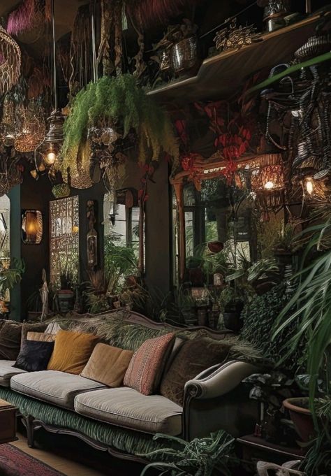 Mid Century House Interior, Apartment Decor Black, Victorian Maximalism, Victorian Bohemian Decor, Interior Design Secrets, Lush Plants, Jungle Decor, Dream Apartment Decor, Interior Design Boards