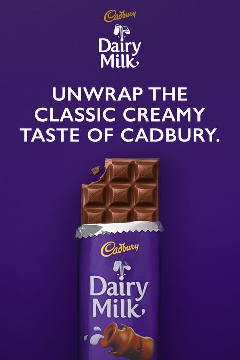 It’s classic, it’s creamy, it’s Cadbury Dairy Milk. Cadbury Dairy Milk Advertisement, Dairy Milk Advertisement, Chocolate Poster Design, Chocolate Ads, Graphic Advertisement, Cadbury Chocolate Bars, Cadbury Dairy Milk Chocolate, Fly Quotes, Chinese Bbq Pork