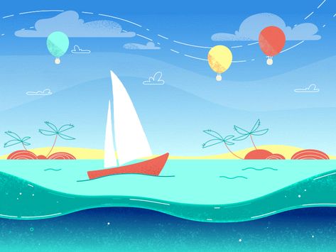 Great work from a designer in the Dribbble community; your best resource to discover and connect with designers worldwide. Gif Ideas, Boat Illustration, Sea Boat, Background Powerpoint, Kids Background, Sailing Boat, Motion Graphics Design, Motion Design Animation, Cartoon Background