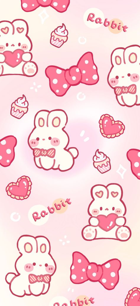 Cute Valentine Wallpapers Aesthetic, Kawaii Love Wallpaper, Kawaii Valentines Day Wallpaper, Cute Wallpapers Bunny, Kawaii Bunny Wallpaper, Pink Bunny Wallpaper, Pink Kawaii Wallpaper, Cute Kawaii Wallpapers, Cute Bunny Wallpaper