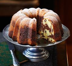 Great British Bake Off's Ruby Tandoh creates a two-tone decorative sponge ring. Pick a patterned bundt cake tin for an extra-special finish Bundt Cake Recipes, Chocolate Marble Cake, Savory Cakes, Marble Cake Recipes, Chocolate Bundt Cake, Bbc Good Food, British Bake Off, Chocolate Almond, Great British Bake Off