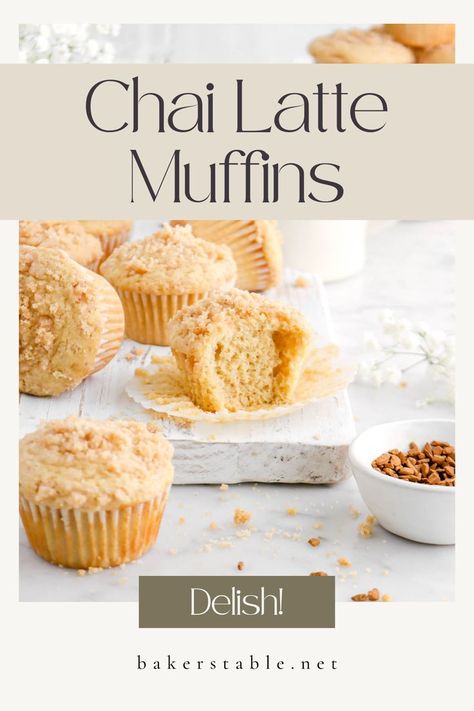 Vanilla Muffins, Bakers Table, Spice Muffins, Vanilla Chai, Chai Spice, Chai Latte, Breakfast Muffins, Breakfast Bake, Perfect Breakfast