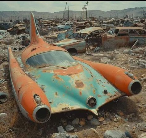 Mystery Car? Concept Cars Vintage, Junk Yard, Gilles Villeneuve, Concept Car Design, Weird Cars, Abandoned Cars, Retro Futuristic, American Cars, Futuristic Cars