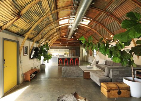 Overarching vision transforms Quonset hut in Oceanside into family home - The San Diego Union-Tribune Quonset Hut Homes Interior Floor Plans, Quonset Hut Home, Building Steps, Quonset Homes, Quonset Hut Homes, Silo House, Hut House, Quonset Hut, Earth Sheltered