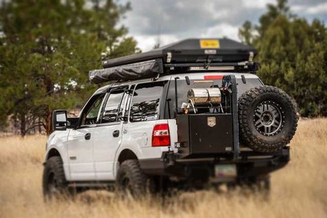 Best SUVs For Camping (Suitable for sleeping): Ford Expedition Silverado Ltz, Ford Expedition El, Expedition Gear, Lightweight Travel Trailers, Suv Camper, Pontiac Aztek, Truck Detailing, Weekend Camping, Overland Truck