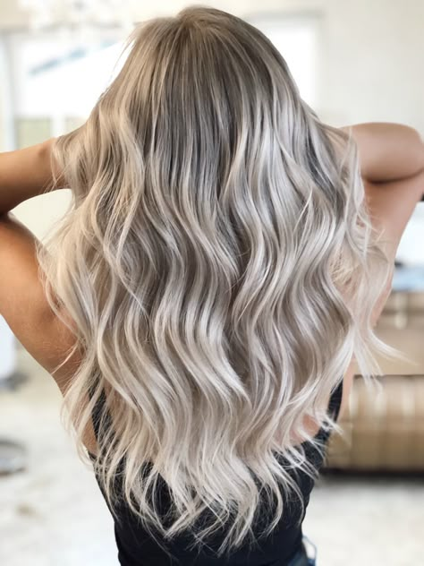 Icey Balayage Hair, Cold Blonde Hair Ash, Ash Platinum Blonde Hair, Brown Hair With Icy Blonde Highlights, Ash Blonde Hair Toner, Cold Blonde Hair, Light Balayage, Icey Blonde, Bob Pixie Haircut