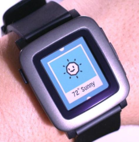 The Pebble Time smartwatch. Pebble Watch, Pebble Color, Kickstarter Campaign, Wearable Tech, Cool Technology, Technology Gadgets, Wearable Technology, Tech Gadgets, New Technology