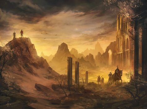 Fallen Empire by jcbarquet.deviantart.com on @deviantART Fallen Empire, Gold Art Painting, World Map Art, My Fantasy World, Fantasy Castle, Fantasy Setting, Fantasy Places, Fantasy Warrior, New Backgrounds