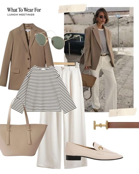 Shopping • Instagram Hermes Oran Outfit, Cream Blazer Outfits For Women, Trousers Outfit Work, Cream Trousers Outfit, Cream Blazer Outfit, Beige Blazer Outfit, Blazer Outfits For Women, Transition Outfits, Casual Work Outfits