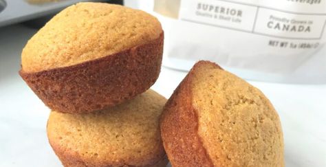 Gingerbread Muffins - Manitoba Flax Seed Milling Company Small Batch Cornbread, Small Batch Muffins, Dessert For 2, 5 Minute Recipes, Honey Muffins, Best Cornbread Recipe, Best Cornbread, Cornmeal Muffins, Homestead Food