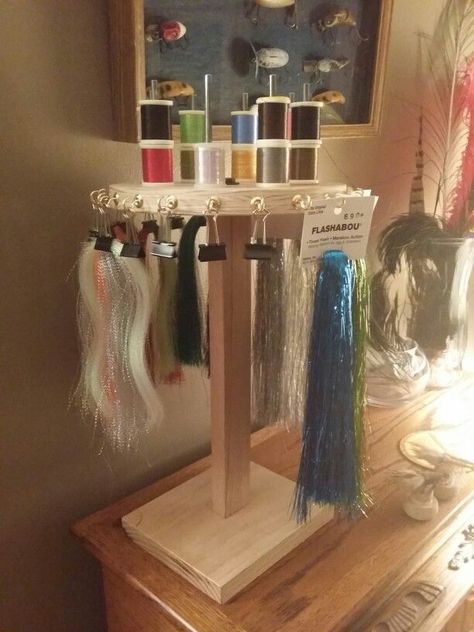 Fly Tying Station, Fishing Gear Organization, Fly Tying Bench, Gear Organization, Tenkara Fly, Fly Tying Desk, Crappie Jigs, Fly Tying Tools, Tying Flies