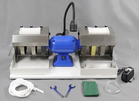 8" cabochon polishing Lapidary Cabbing Machine Lapidary Tools, Water Drainage System, Concrete Grinder, Lapidary Jewelry, Grinder Machine, Concrete Sealer, Drip Pan, Silicon Carbide, Water System