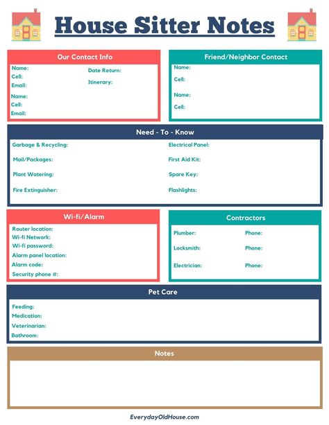 70% of burglaries happen when no one is home.  Use this FREE printable checklist to prep your house sitter.  Don't worry about your house again when you go on vacation! #housesitter #vacation Family Emergency Binder, Daycare Business, Certificate Of Achievement Template, Doggie Daycare, Free House Plans, House Sitter, Doctor On Call, Electrical Panel, Printable Checklist