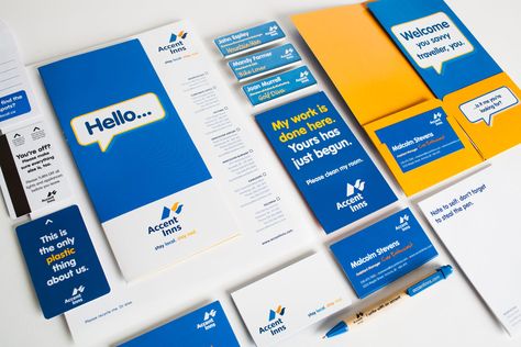 blue, yellow, white, collateral design Yellow Branding, Healthcare Branding, Collateral Design, Marketing Flyers, Corporate Identity Design, Conference Design, Event Branding, Branding Ideas, Marketing Collateral