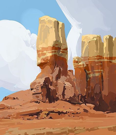 Anthony Brault on Instagram: "Mindless rocks #sketch #conceptart #painting #digitalart #art" Rock Digital Art, Painting Desert Landscape, How To Draw Stone, Canyon Concept Art, Mountain Concept Art, Prompt Illustration, Landscape Concept Art, Alien Terrain, Environment Drawing