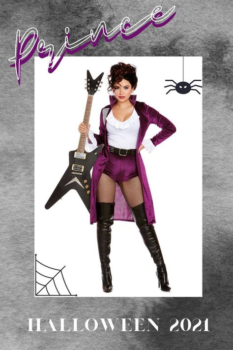 This Halloween dress as Prince! Purple Rain costume is perfect for a retro costume idea #Ad Prince Costume Purple Rain, Purple Rain Costume, Prince Purple Rain Costume, 80s Prom Dress Costume, Rain Costume, Cruella Costume, Rain Outfit, Prince Purple, Prince Costume