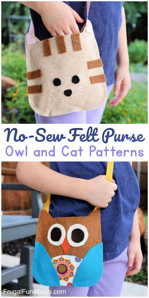 Sew Felt, Owl Purse, Cat Patterns, Felt Owls, Felt Crafts Patterns, Felt Owl, Felt Crafts Diy, Felt Craft, Sewing Projects For Kids