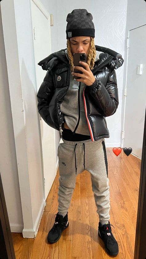 Fall Drip Outfits, Hood Boy Outfits, Nike Tech Outfit Men, Winter Drip Outfits Men, Drip Poses, Uk Drip Outfits, Hood Outfits Men, Nike Tech Fleece Outfit Men, Fine Hood Black Men