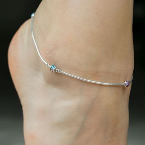 Anklet Silver Indian, Minimalist Silver Anklet, One Leg Anklet Silver, Patteelu Silver, Single Anklet Design, Women Anklets Silver, Kolusu Designs Silver Simple, Painjan Designs Silver Simple, Silver Anklets For Women