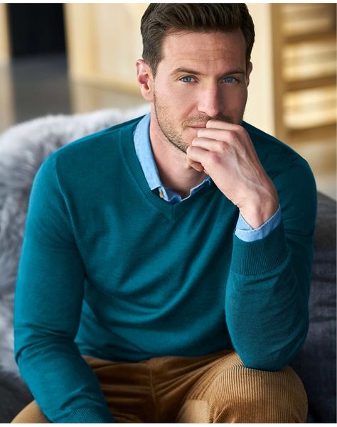 Teal Pants Outfit Men, Teal Men Outfit, Teal Sweater Outfit, Teal Pants Outfit, Green Sweater Outfit, Mens Designer Sweaters, Aqua Sweater, Sweater Outfits Men, Mens Work Outfits