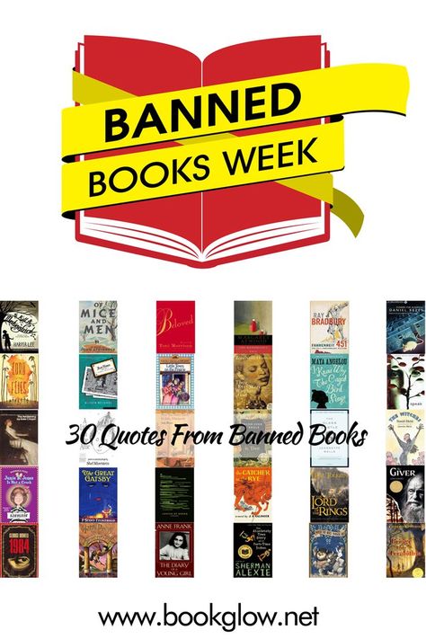 These 30 quotes from banned books celebrate Banned Books Week. #BannedBooksWeek #BannedBooks Banned Book Quotes, Banned Books Week Display, All About Books, Beloved Toni Morrison, Library Quotes, 30 Quotes, Bridge To Terabithia, William Golding, American Library Association