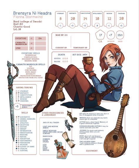 Scholars Pack Dnd, Custom Character Sheet, Rpg Character Sheet, Dnd Bard, Dnd Elves, Dnd Character Sheet, Character Sheet Template, Custom Character, Super Powers Art