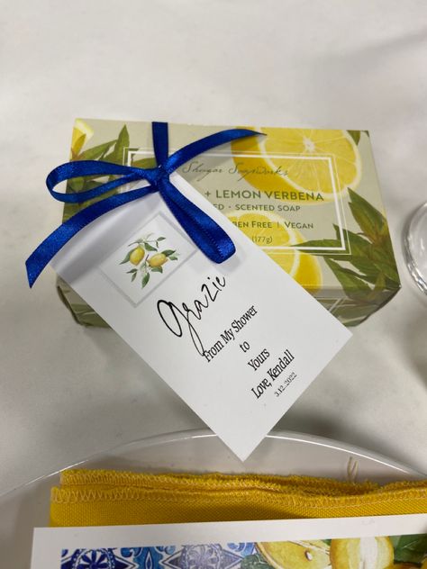 Amalfi Coast Bridal Shower Theme, Lemon Favors, Graduation Brunch, Bridal Shower Inspo, Lemon Soap, Bridal Shower Party Favors, Shower Desserts, Bridal Shower Inspiration, Shower Soap