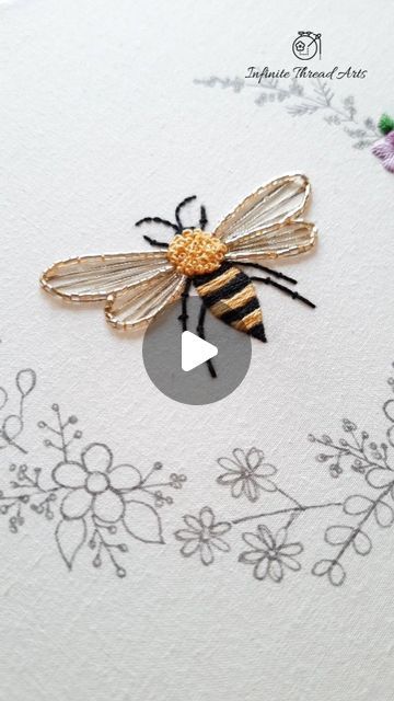 Honeybee Embroidery Design, Honey Bee Embroidery, Couching Embroidery, Bee Embroidery Design, Couching Stitch, Anchor Threads, Bee Embroidery, Stitch Tutorial, Embroidery Works