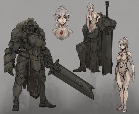 Arte Doodle, Fantasy Armor, Robot Concept Art, Armor Concept, Fantasy Warrior, Female Character Design, Character Design References, Character Designs, Dnd Characters