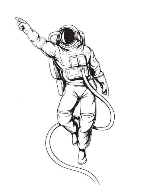 Astronaut Sketch, Comic Style Illustration, Space Comic, Astronaut Drawing, Astronaut Illustration, Astronaut Tattoo, Space Drawings, Astronaut Art, Line Art Vector