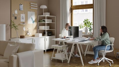 Home Office For 2, Ikea Workspace, Office For 2, Ikea Australia, Ergonomic Office Furniture, Ikea Interior, Ikea Office, Home Office Layout, Multipurpose Furniture