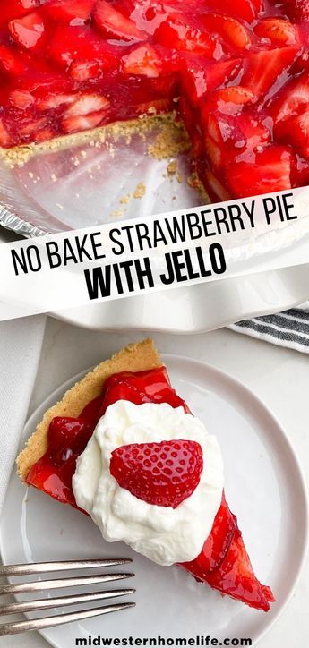 Fresh Strawberry Pie With Graham Cracker Crust, Easy Strawberry Pie With Jello, Strawberry Pie With Graham Cracker Crust, Raspberry Jello Pie, Jello Pie Recipes, No Bake Jello Pie, Strawberry Pie Graham Cracker Crust, Jello Strawberry Pie, Grahm Cracker Crust