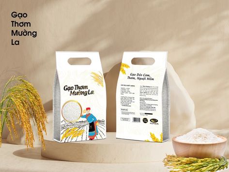 Rice Packaging Design, Flour Packaging, Rice Packaging, Dry Rice, Rice Powder, Illustration Product, Rice Grain, Composition Notebook, Creative Packaging