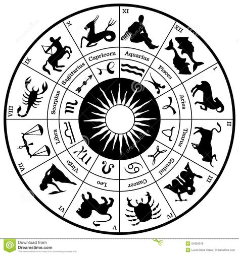 Zodiac Horoscope Wheel - Download From Over 49 Million High Quality Stock Photos, Images, Vectors. Sign up for FREE today. Image: 54356019 Horoscope Wheel, Astrology Circle, Fire Number, Wheel Illustration, Gemini Aries, Pisces And Capricorn, Zodiac Wheel, Greek Mythology Tattoos, Gemini And Virgo