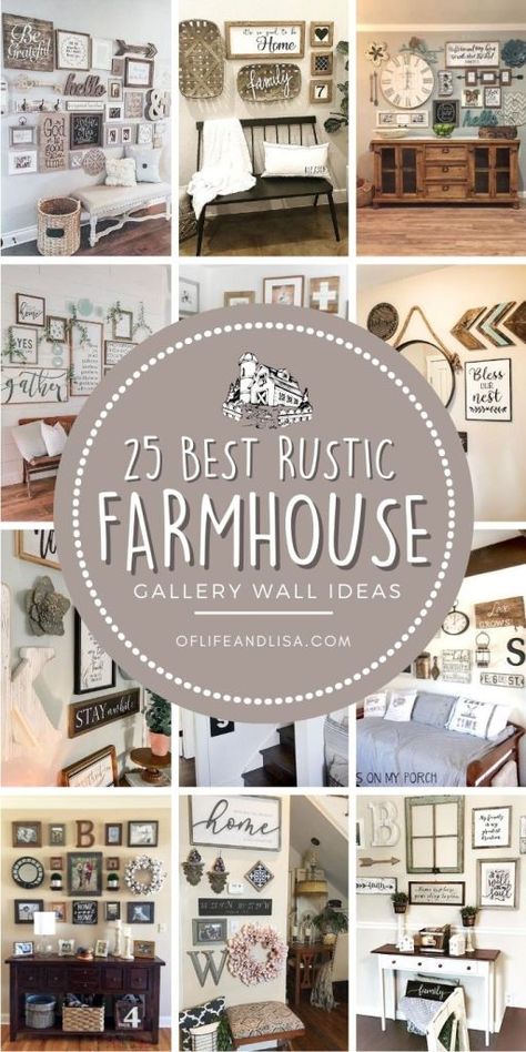 Farmhouse Family Photo Wall Display, Shutters Living Room Decor, How To Layout Pictures On A Wall, Diy Stairway Wall Ideas, Wall Groupings Living Room, Picture Groupings On Wall Living Rooms, Photo Collage With Mirror, Large Family Gallery Wall, Four Pictures On Wall Layout