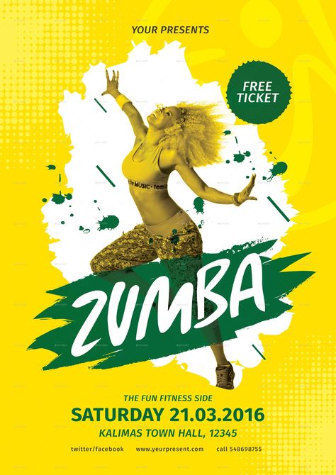 Zumba Poster Ideas, Zumba Poster, Poster Tarian, Zumba Benefits, Zumba Party, Fitness Flyer, Poster Template Free, Report Card Template, Flyer Free