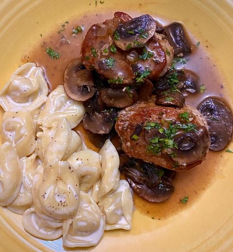 Pork Marsala - Easy DIY Recipes Cheese Tortellini Alfredo, Pork Marsala, Tortellini Alfredo, White Bean Soup Recipes, Pork Medallions, Depth And Complexity, Slow Cooked Chicken, Marsala Wine, Bean Soup Recipes