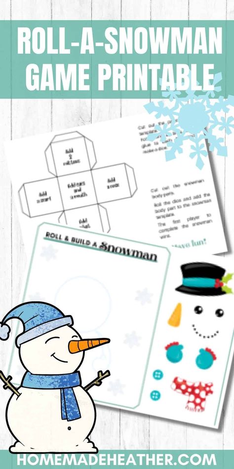 Free Roll a Snowman Game Printables Roll A Snowman, Snowman Games, Printable Snowman, Monster Games, December Crafts, Build A Snowman, Game Printable, Family Print, Fun Activities For Kids