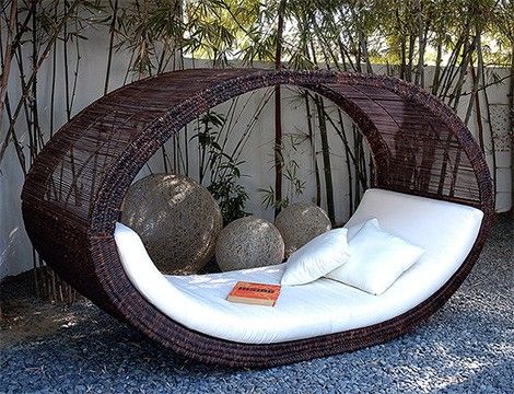 Daybed Outdoor, Creative Beds, Garden Lounge Chairs, Outdoor Sofa Bed, Outdoor Daybed, Garden Cottage, Modern Bed, Outdoor Lounge, Decoration Design