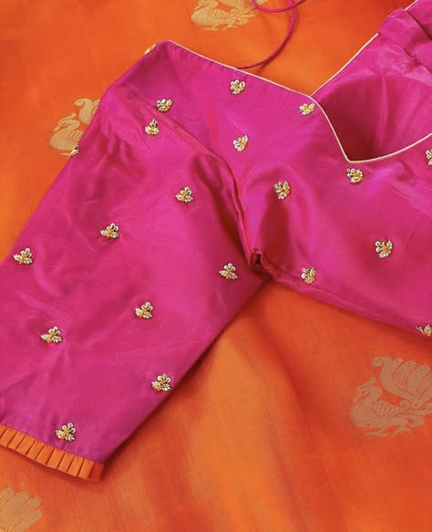 Butti Work Embroidery Blouse, Maggam Buti Work, Buttas Blouse Design, Hand Embroidery Thread Work, Maggam Work Butis, Butties Maggam Work, Blouse Designs High Neck, Best Blouse Designs, Simple Work