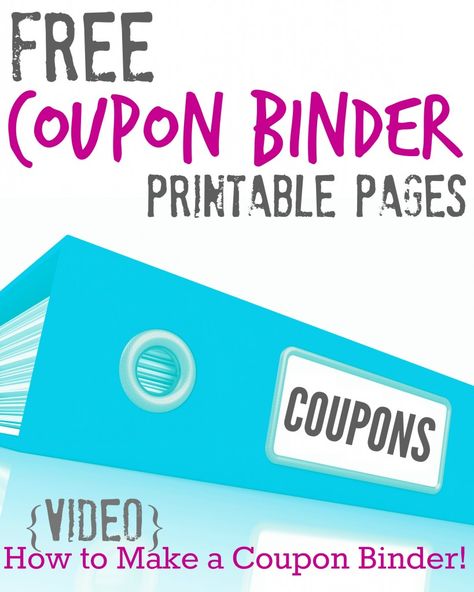 Need help getting your coupon binder started? Check out this video PLUS grab these FREE Coupon Binder Printable Pages! Free Budget Printables, Couponing 101, Couponing For Beginners, Binder Printables, Free Printable Coupons, Free Budget, Money Savers, Coupon Ideas, Coupon Binder