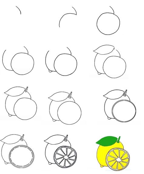 How To Draw A Lemon In 12 Easy Steps 1 How To Draw A Lemon, Draw A Lemon, Drawing Lemon, Lemon Drawing, Learning Drawing, Pineapple Drawing, Fruit Drawing, Lol Coloring Pages, Lol Coloring